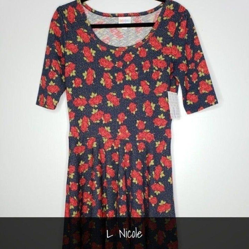 LuLaRoe Nicole Dress Large NWT Floral